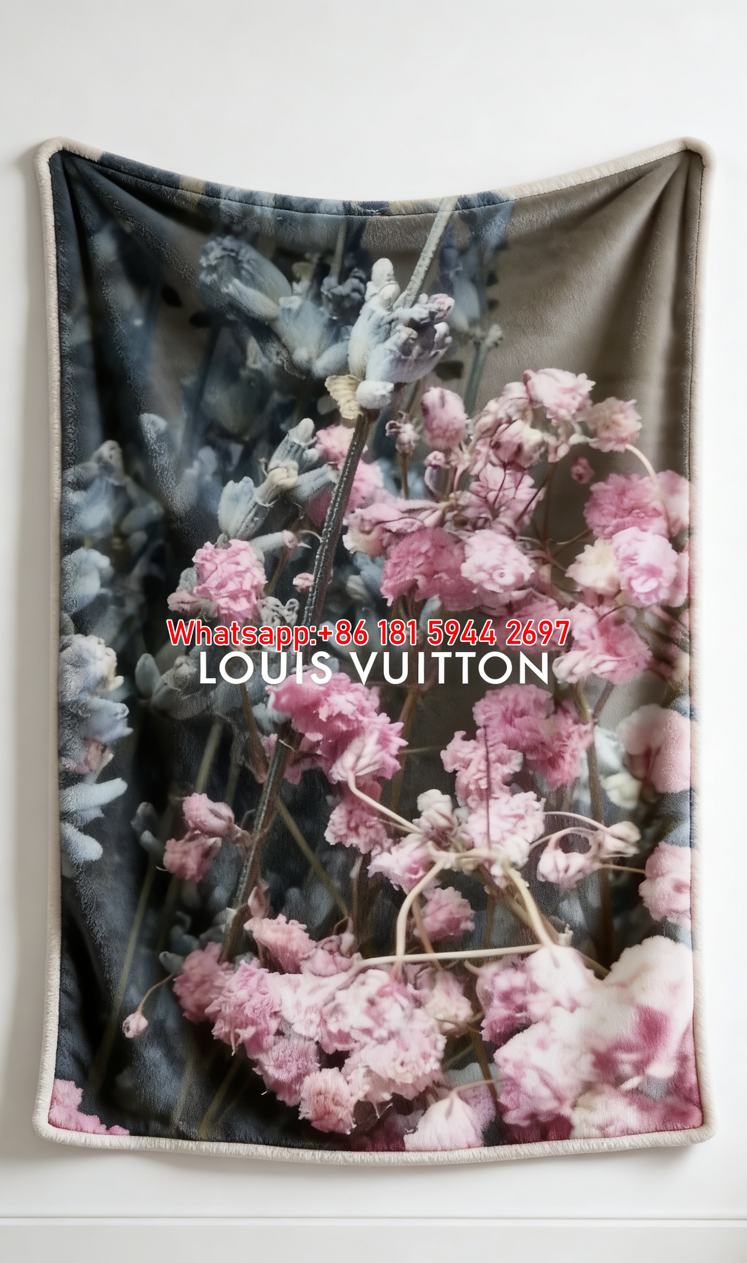 Dried Floral LV Print Flannel Throw Blanket 329